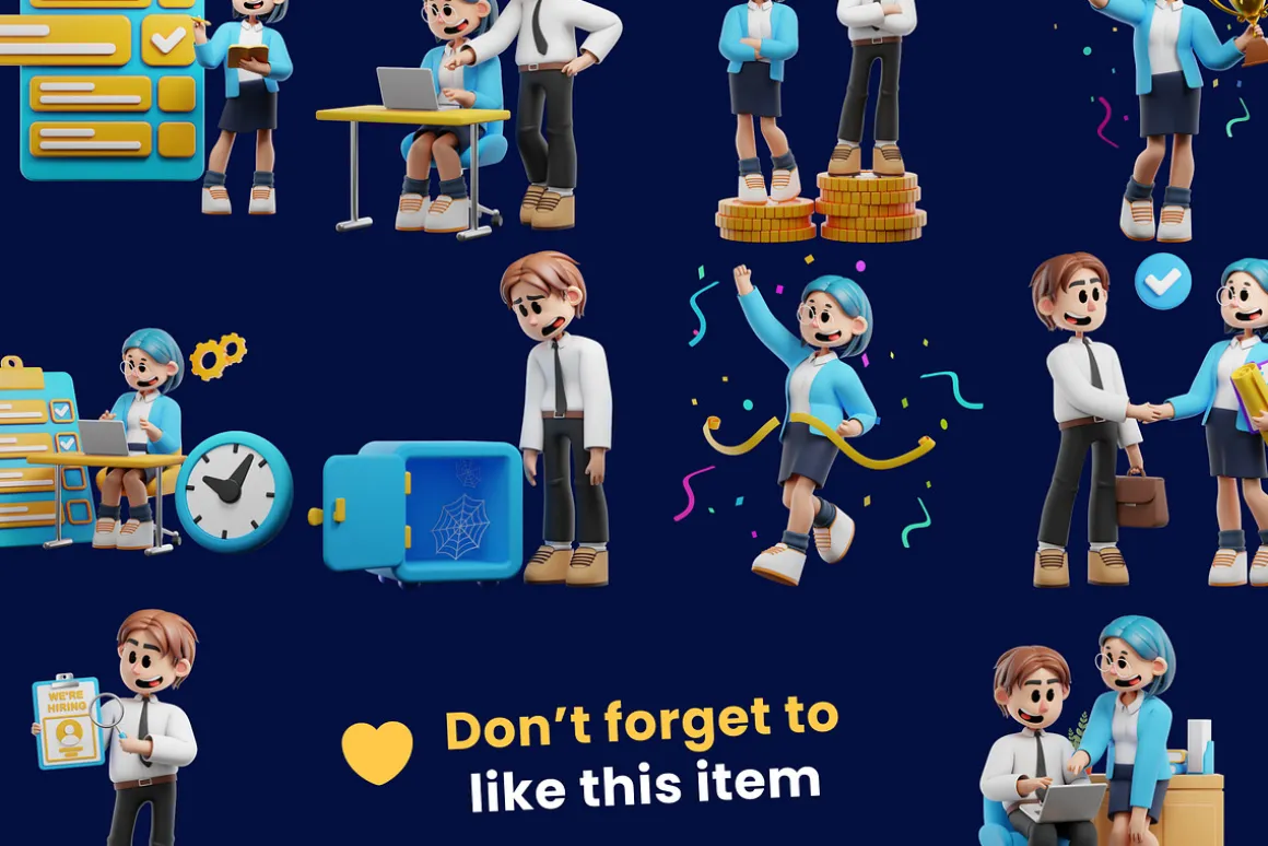 Business & Startup 3D Character Illu