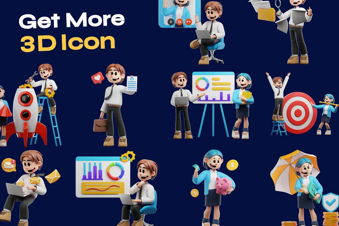 Business & Startup 3D Character Illu