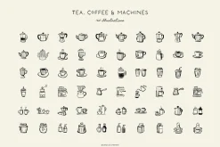 CAFÉ & COFFEE line art illustrations