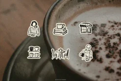 CAFÉ & COFFEE line art illustrations
