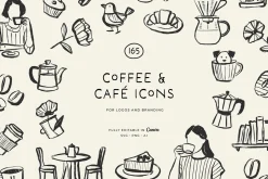 CAFÉ & COFFEE line art illustrations