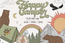 Camping life clipart set