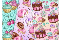 Candy digital paper, Macaron, donut