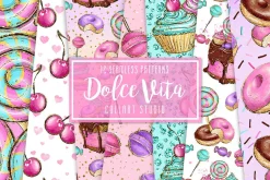 Candy digital paper, Macaron, donut