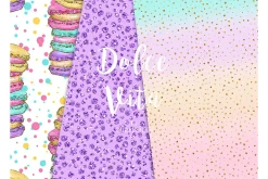 Candy digital paper, Macaron, donut