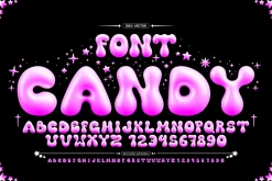 CANDY 3D BUBBLE FONT VECTOR