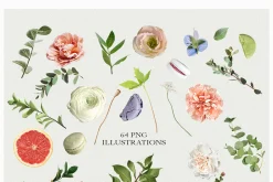 Candy Rustic Floral Clipart Set