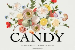 Candy Rustic Floral Clipart Set