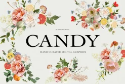 Candy Rustic Floral Clipart Set