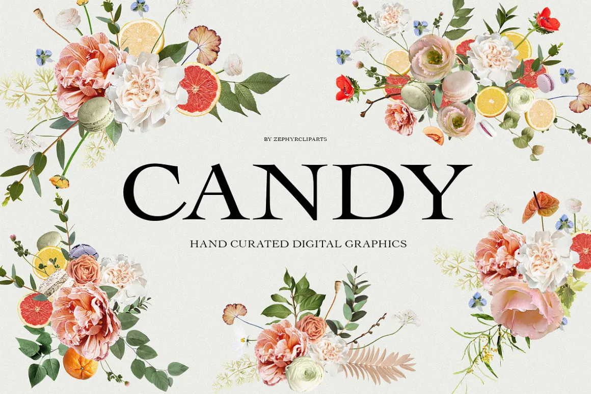 Candy Rustic Floral Clipart Set