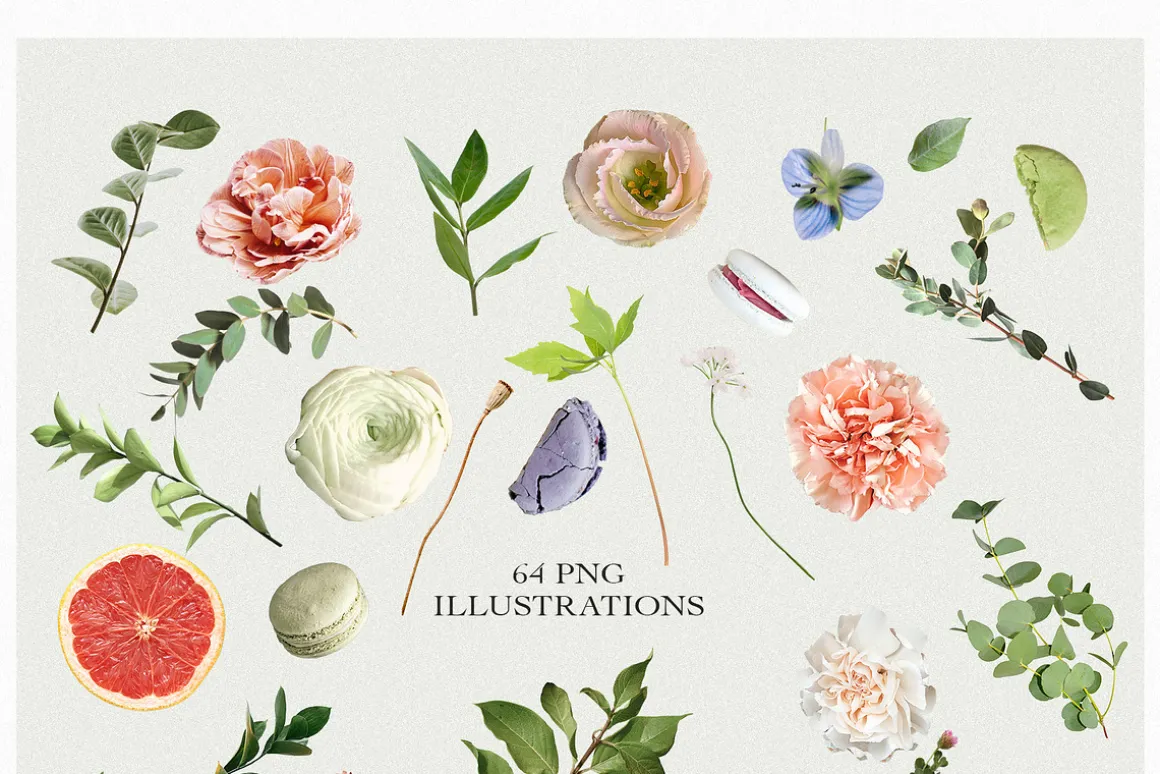 Candy Rustic Floral Clipart Set