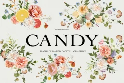 Candy Rustic Floral Clipart Set