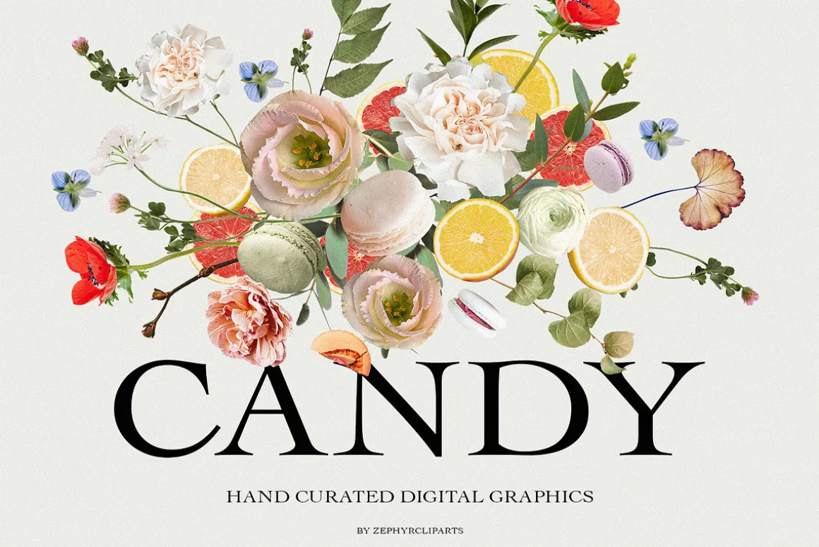 Candy Rustic Floral Clipart Set