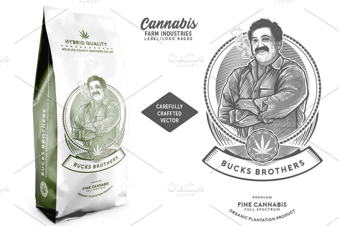 Cannabis Farm Label & logo Badge