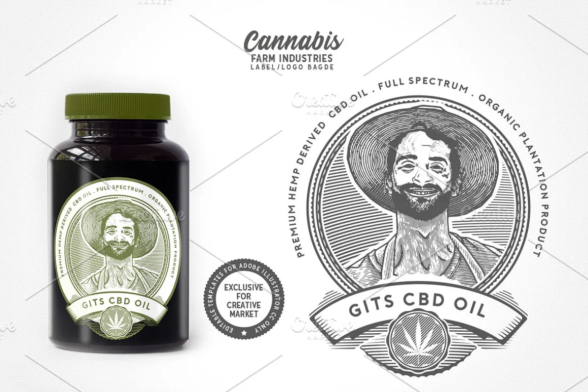 Cannabis Farm Label & logo Badge
