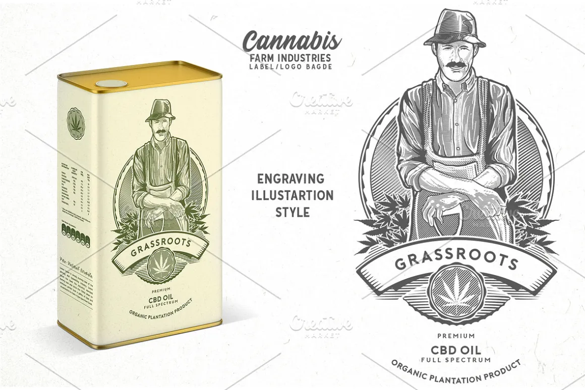 Cannabis Farm Label & logo Badge