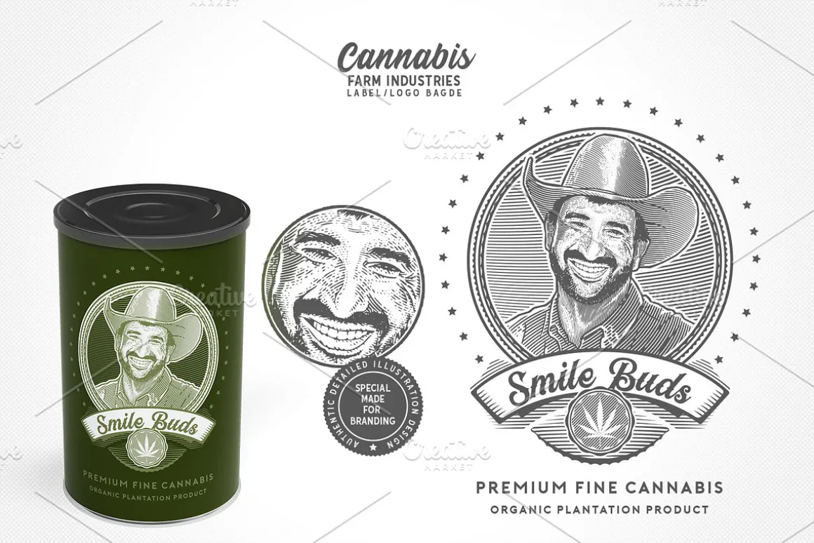 Cannabis Farm Label & logo Badge