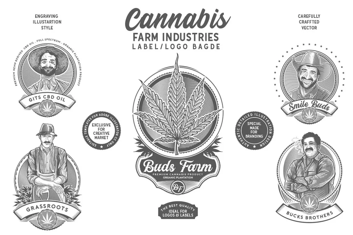 Cannabis Farm Label & logo Badge