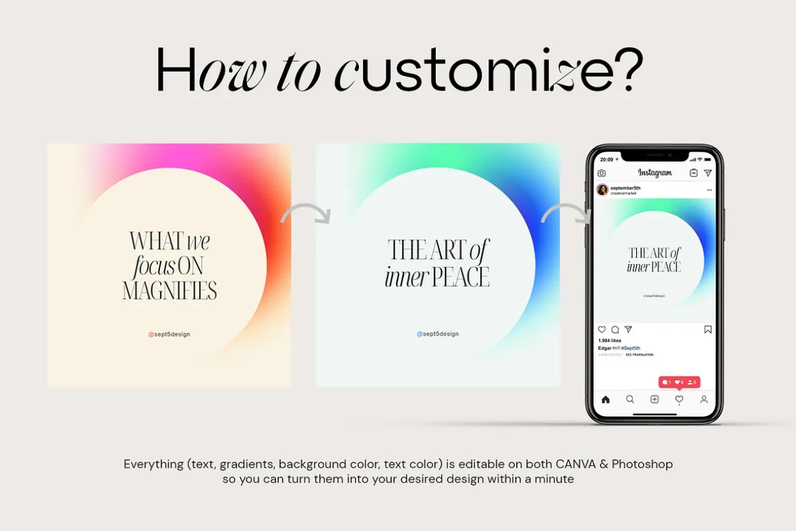 Canva Instagram Gradient Quotes + PS
