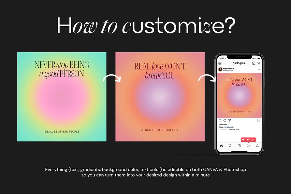 Canva Instagram Gradient Quotes + PS