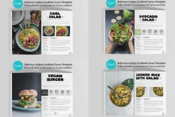 4 Canva Cookbook Templates Combo