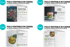 4 Canva Cookbook Templates Combo