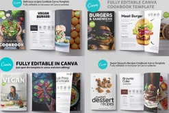4 Canva Cookbook Templates Combo