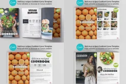 4 Canva Cookbook Templates Combo