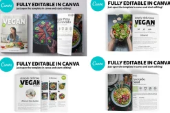 4 Canva Cookbook Templates Combo