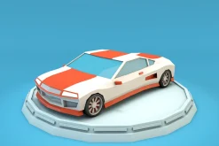 Cartoon Sport Car Low Poly