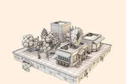 Cartoon City Block Cafe Building