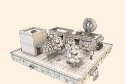 Cartoon City Block Cafe Building