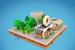 Cartoon City Block Cafe Building