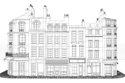 Cartoon city facades