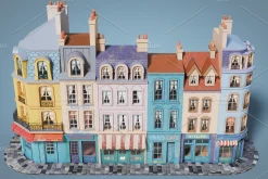 Cartoon city facades