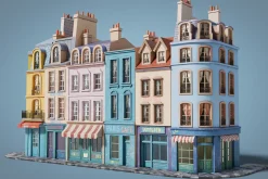 Cartoon city facades