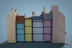 Cartoon city facades
