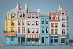 Cartoon city facades