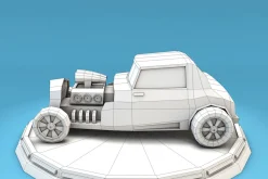 Cartoon Hot Rod Racing Car Low Poly