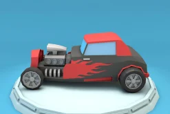 Cartoon Hot Rod Racing Car Low Poly