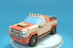 Cartoon Jeep SUV Low Poly 3D Model