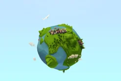 Cartoon Low Poly Earth Planet
