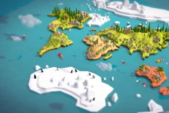 Cartoon Low Poly Earth World Map