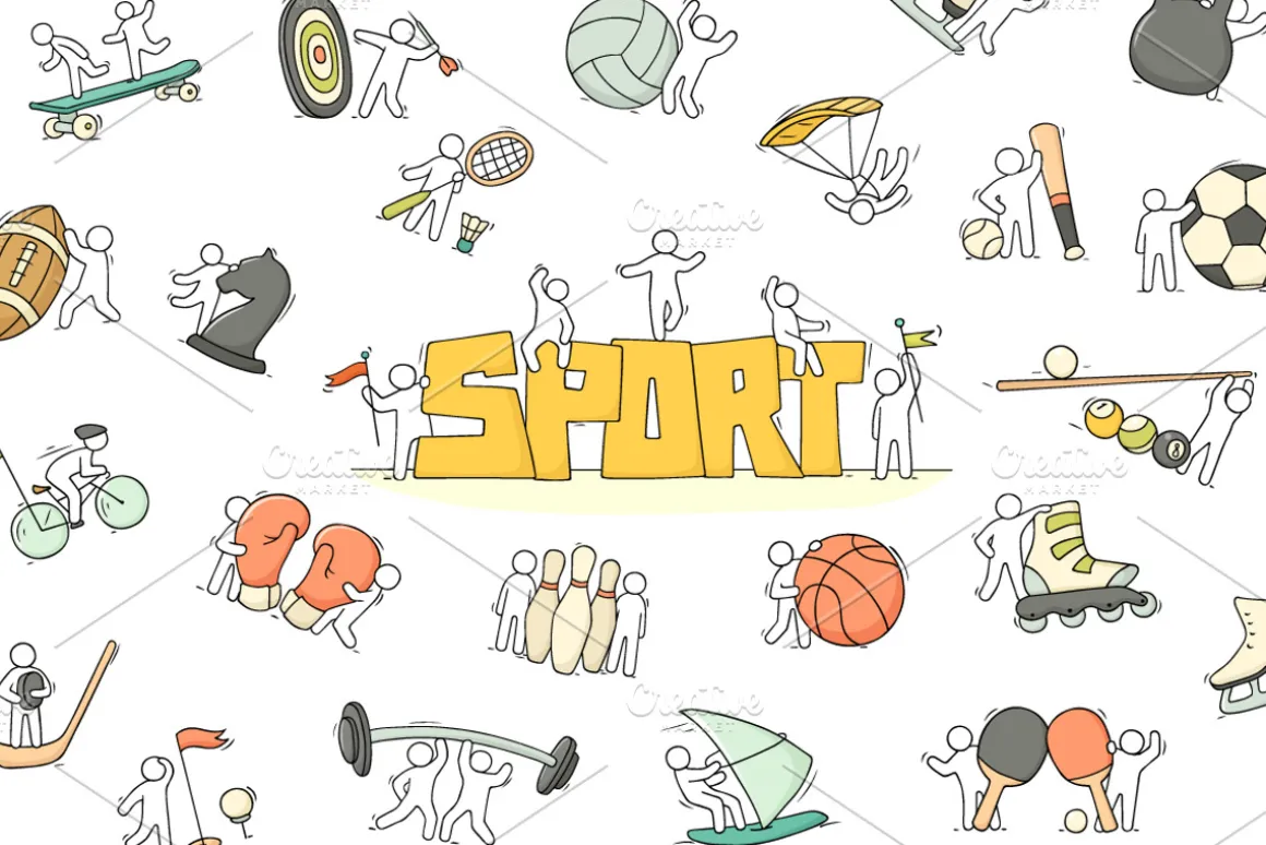 Cartoon People with Sport objects