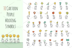 Cartoon People with Symbols