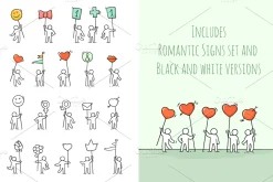 Cartoon People with Symbols