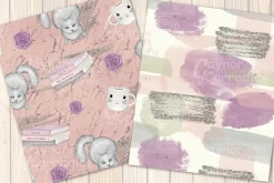 Cats and coffee seamless patterns