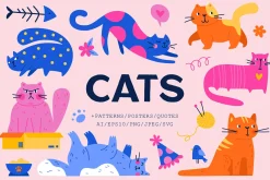 Cats | Clipart + patterns