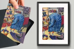 Cat's Grandma Birthday - gouache art