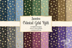 Celestial Gold Kraft Digital Paper